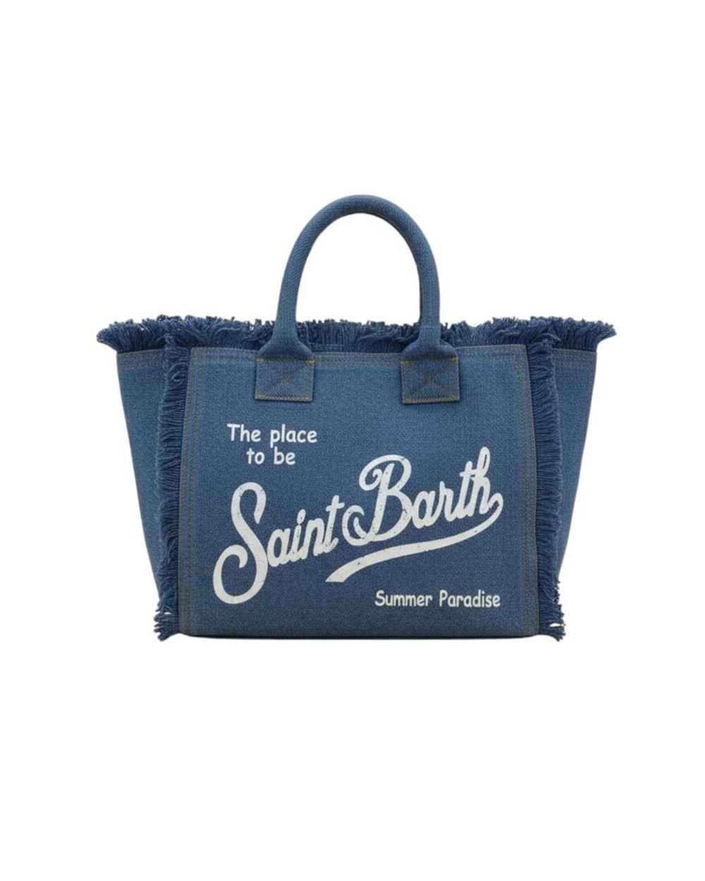 MC2 SAINT BARTH Borsa MC2 SAINT BARTH donna Colette Denim COL000100009L Blu tasca zip tracolla manici frange COL000100009L 0 