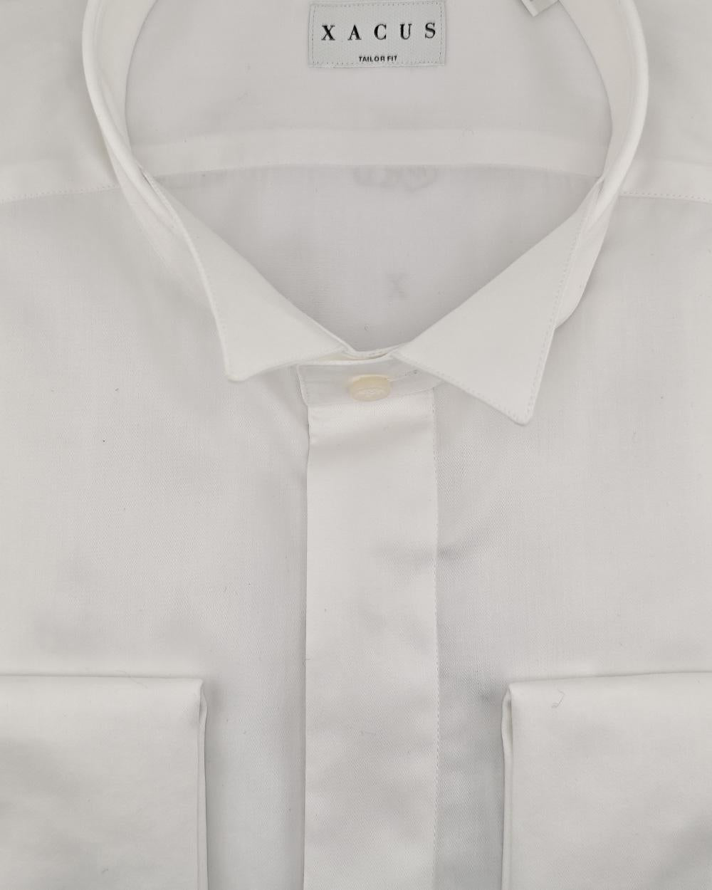 XACUS Camicia XACUS uomo 546ML11231 Bianca cotone pique polsini alla francese abbottonatura nascosta collo aperto 546ML11231 011 
