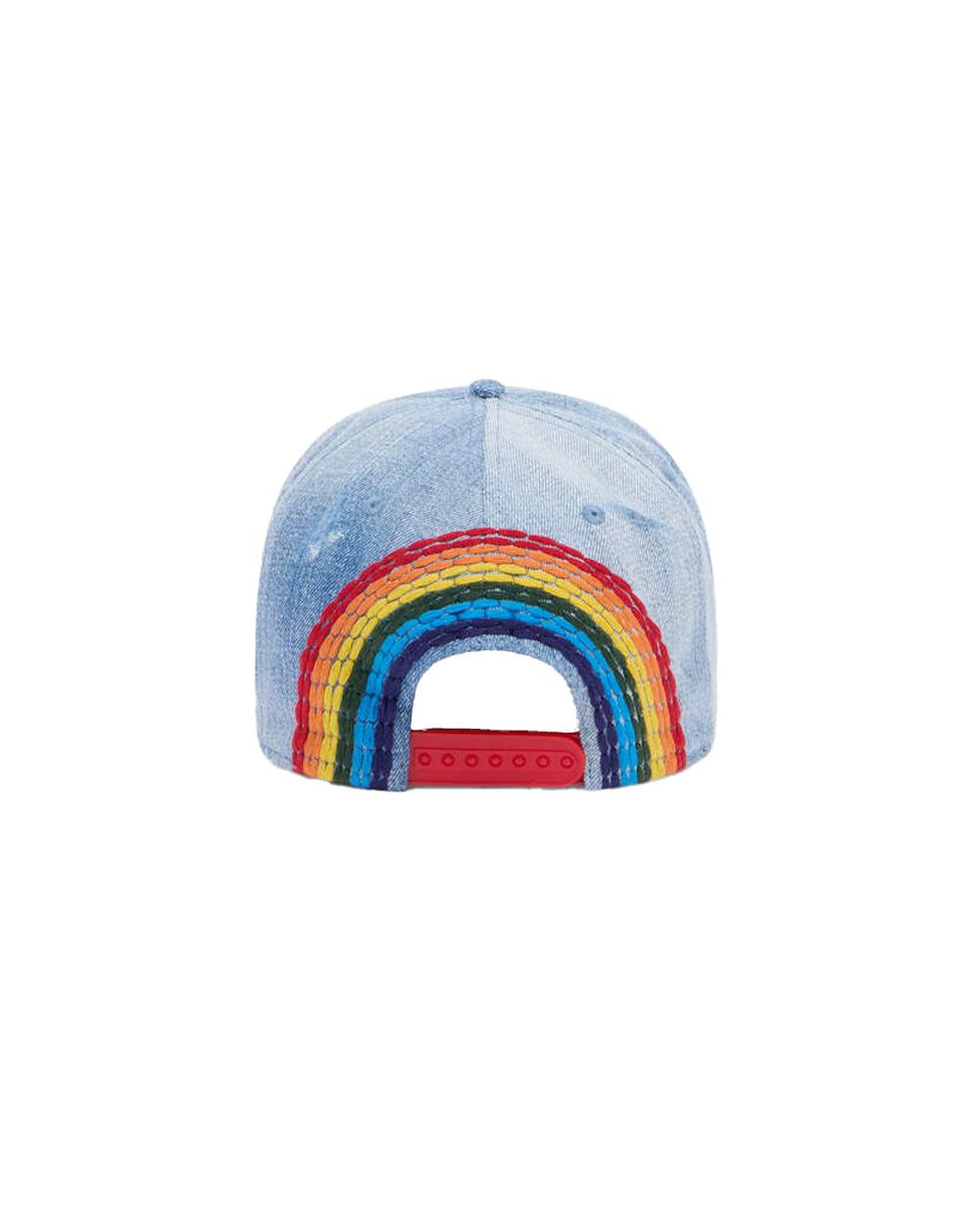 DSQUARED2 Cappello DSQUARED2 uomo BCM097210106812 Azzurro denim cotone trattamento vintage dettagli destroyed motivo a righe BCM097210106812 3096 