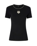 Pinko women's t-shirt 106815A3AL Brugherio black ribbed love birds