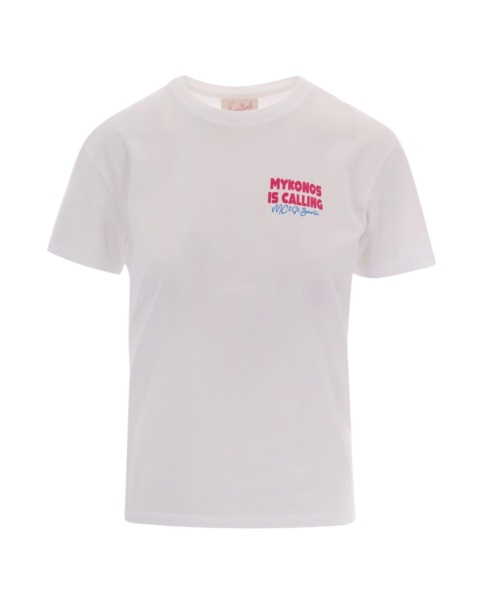 MC2 SAINT BARTH T-shirt MC2 SAINT BARTH donna EMI0001 02219L 01 Mykonos Is Calling Bianco<BR/> EMI000102219L 01 