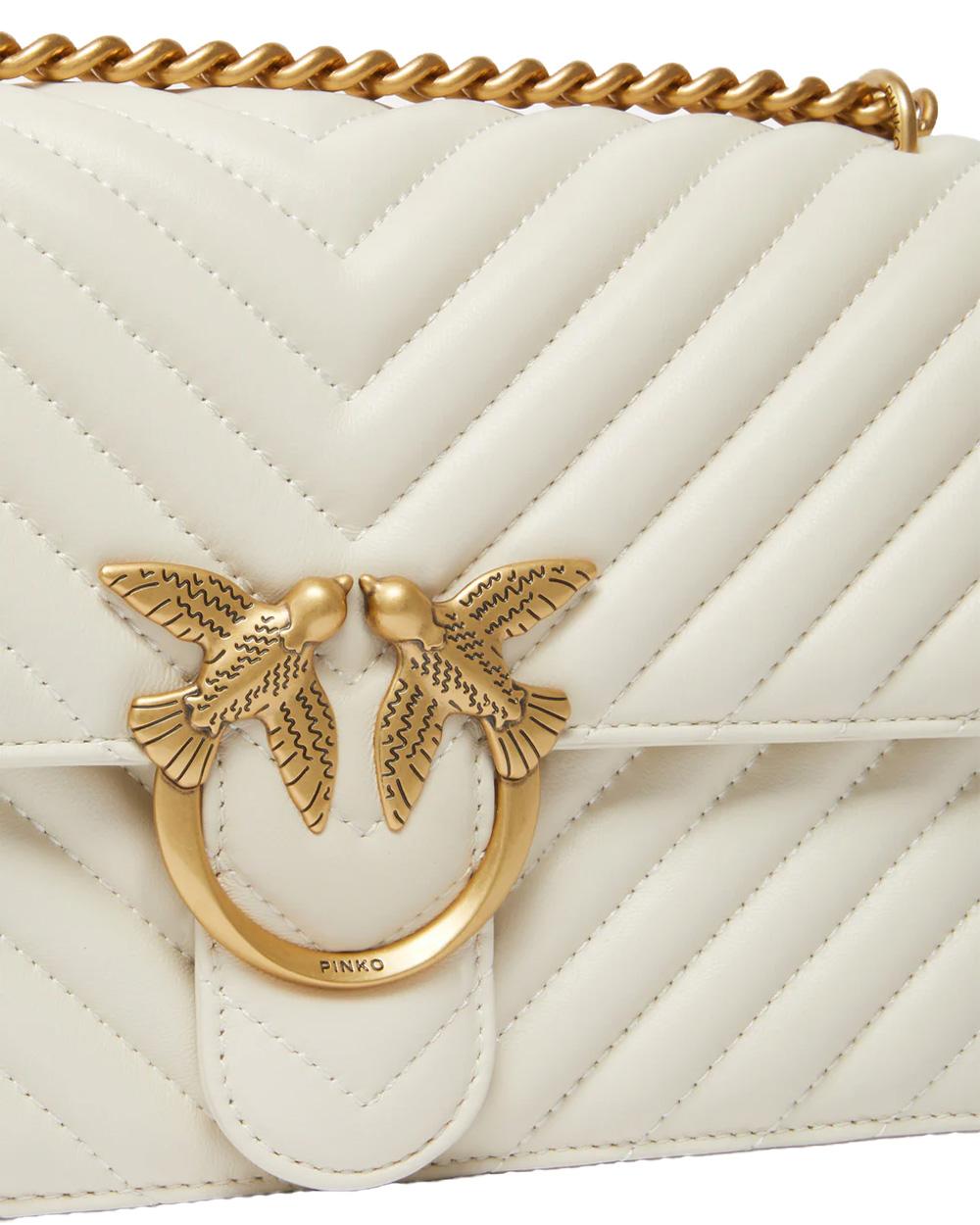 PINKO Borsa PINKO donna LOVE ONE CLASSIC DC 100941A0GK Bianca oro pelle tracolla nappa trapuntata 100941A0GK Z14Q 