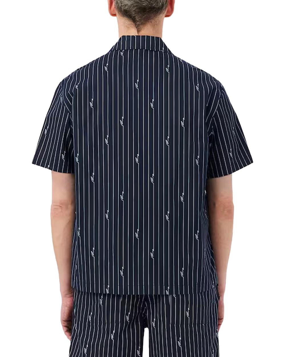 LACOSTE Camicia LACOSTE uomo CH2343 Nera relaxed fit taglio boxy stampa all over CH2343 IY8 