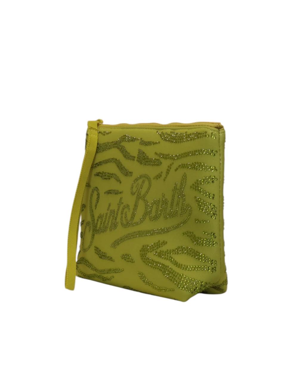 MC2 SAINT BARTH Pochette MC2 SAINT BARTH unisex Aline ALI003200270L Verde logo zip laccetto strass<BR/> ALI003200270L 54 