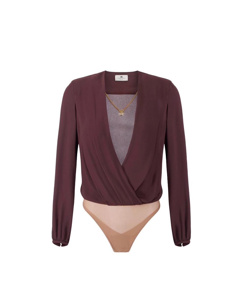 ELISABETTA FRANCHI Body ELISABETTA FRANCHI donna CB00762E2 Cacao regular scollo a v pieghe pinces CB00762E2 644 