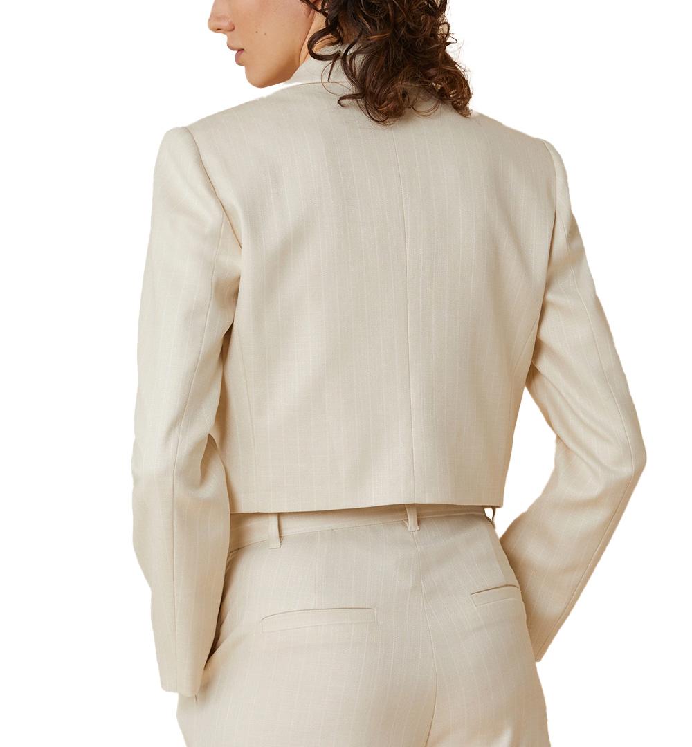 PENNYBLACK Blazer Pennyblack donna Tolosa 2512041012200 Beige viscosa gessato slim revers 2512041012200 001 