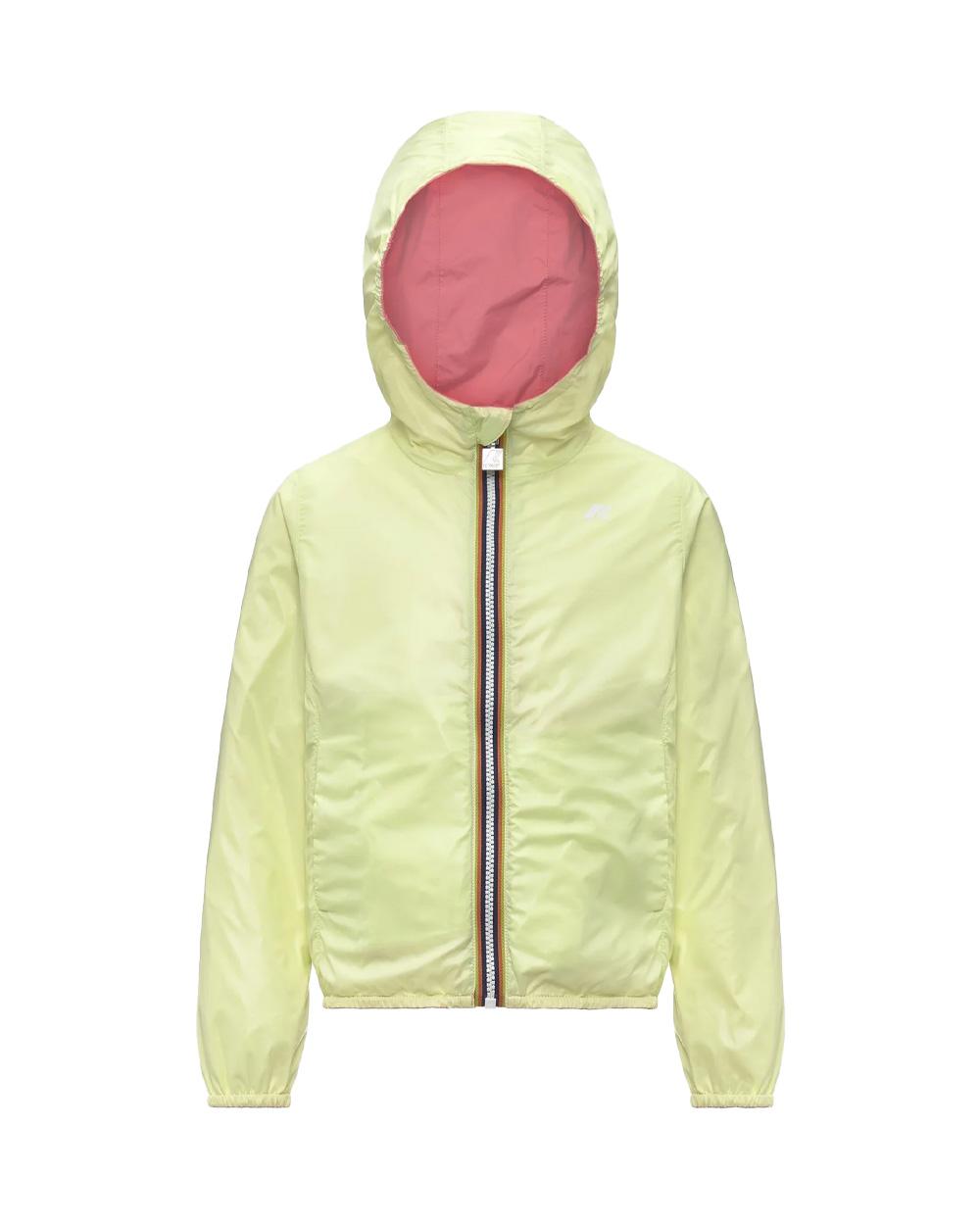 K-WAY Giubbino K-WAY bambina K61313W P. LILY PLUS.2 REVERSIBLE Rosa Lime impermeabile cappuccio tasche reversibile K61313W C0W 