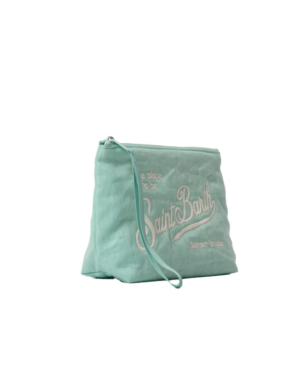 MC2 SAINT BARTH Pochette MC2 SAINT BARTH uomo ALINE SOFT LINEN ALI005101283L Verde logo zip laccetto ALI005101283L 56 