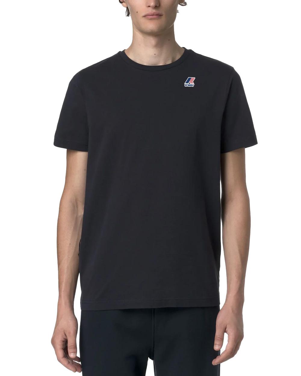 K-WAY T-shirt K-WAY uomo LEONIDE K7142KW Blu cotone jersey vestibilità regolare colletto girocollo maniche corte K7142KW K89 