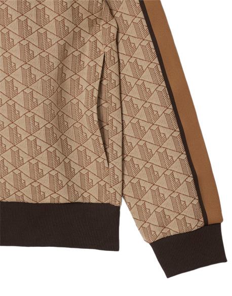 LACOSTE Felpa LACOSTE uomo SH1368 Beige monogramma regular fit tasche righe a contrasto SH1368 6IR 