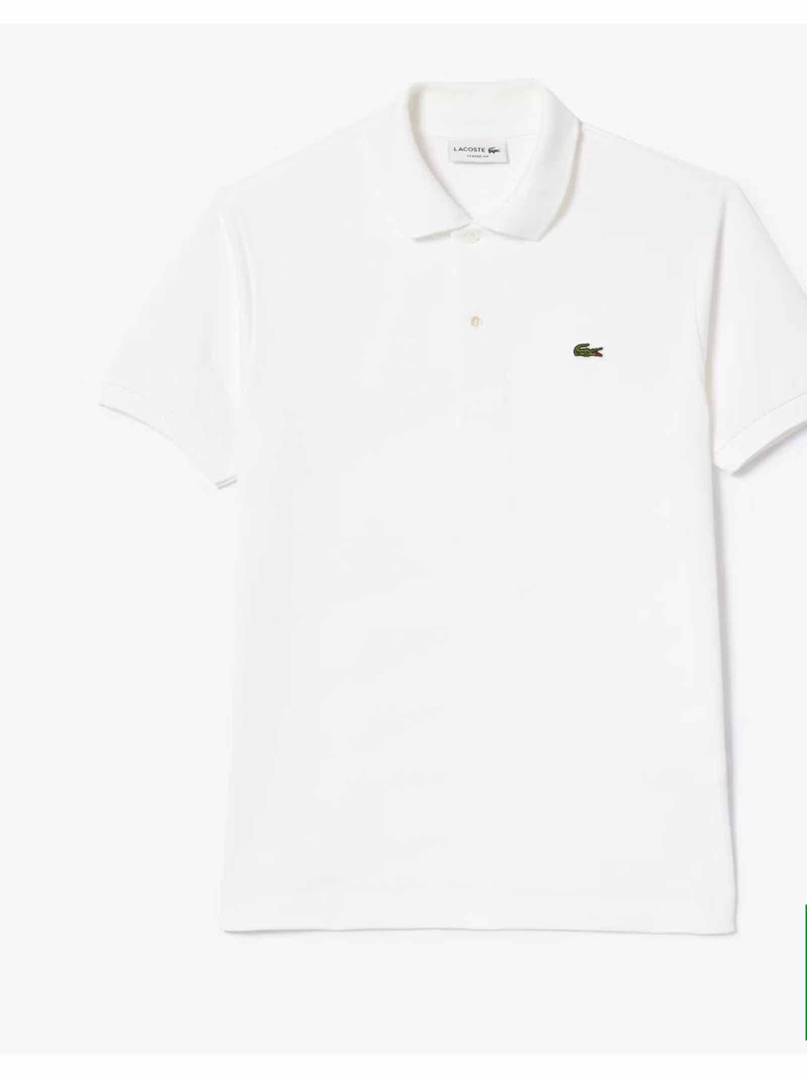 LACOSTE polo classic l1212 001 bianca piquè di cotone 1212 001 