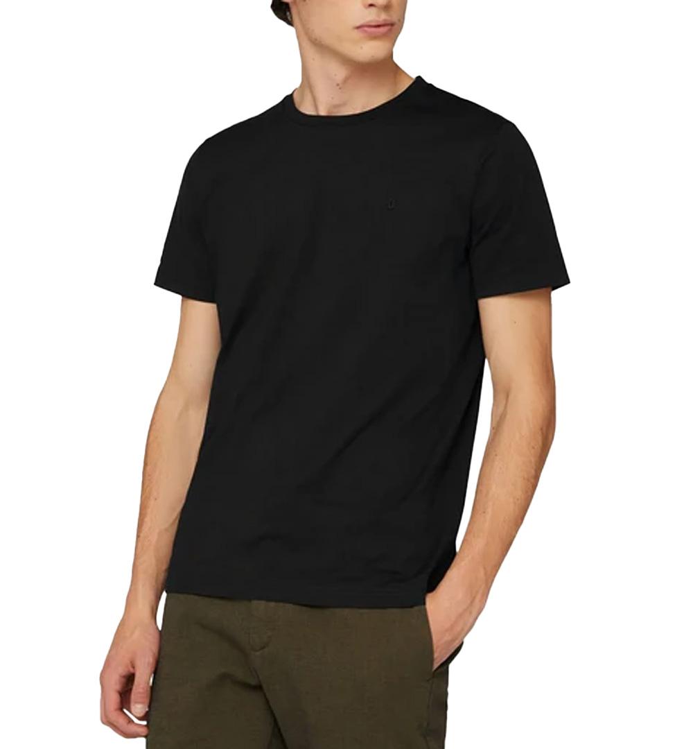 DONDUP T-shirt Dondup uomo US198JF0271 ZL4 Nera jersey di cotone tinta unita logo tono su tono maniche corte US198JF0271 ZL4 999 