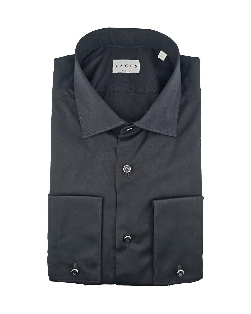 XACUS Camicia XACUS uomo 508ML11718 Nera trama diagonale taglio pulito collo francese 508ML11718 775 