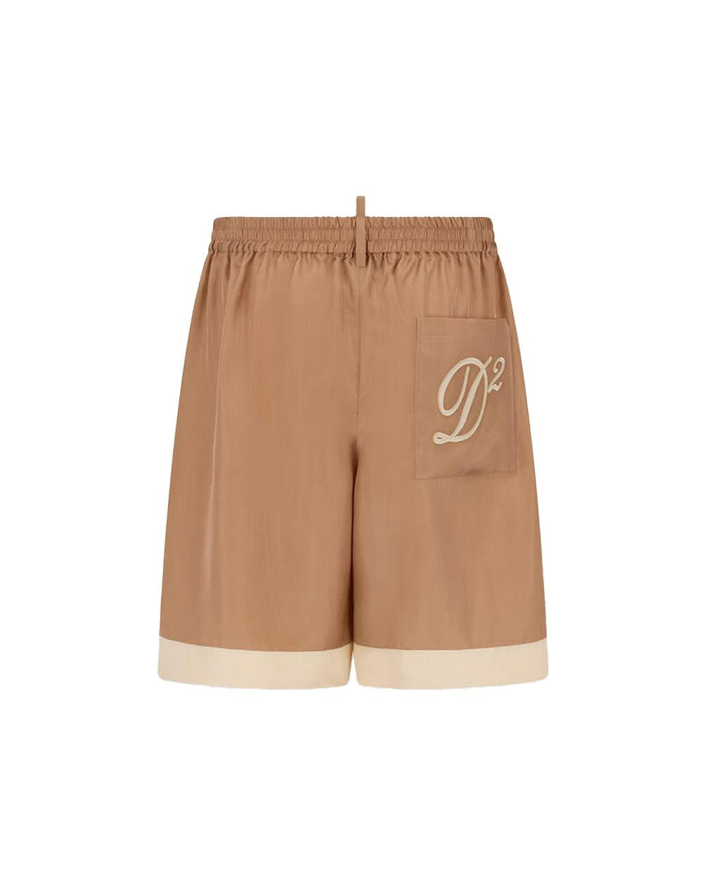 DSQUARED2 Bermuda DSQUARED2 uomo S74MU0959S47223 Marrone tasche seta vita elasticizzata S74MU0959S47223 131 