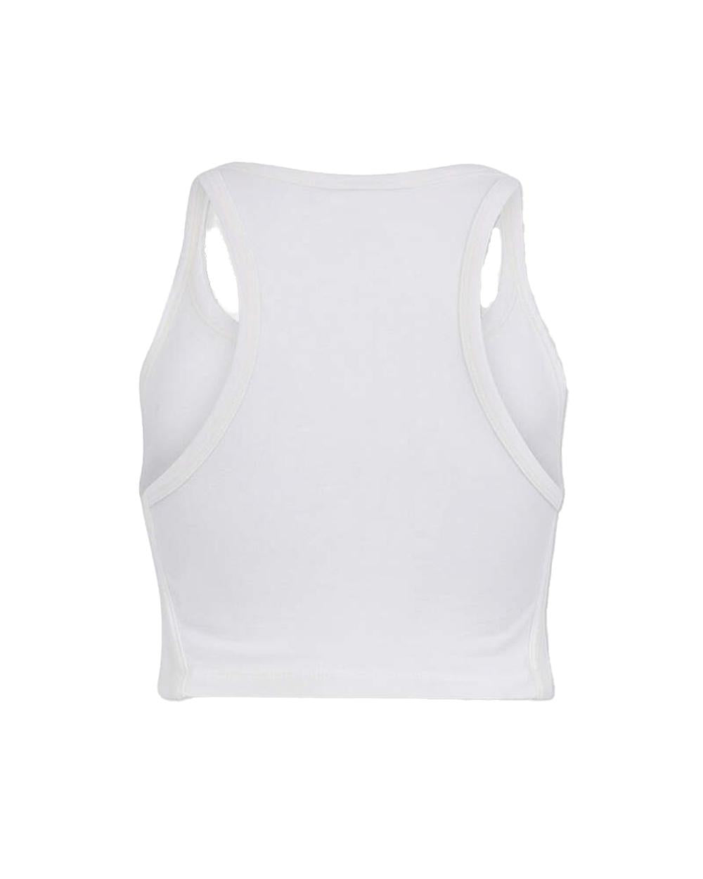 DSQUARED2 Top DSQUARED2 donna S75NL0053D20102 Bianco logo ricamato cotone scollo rotondo S75NL0053D20102 100 