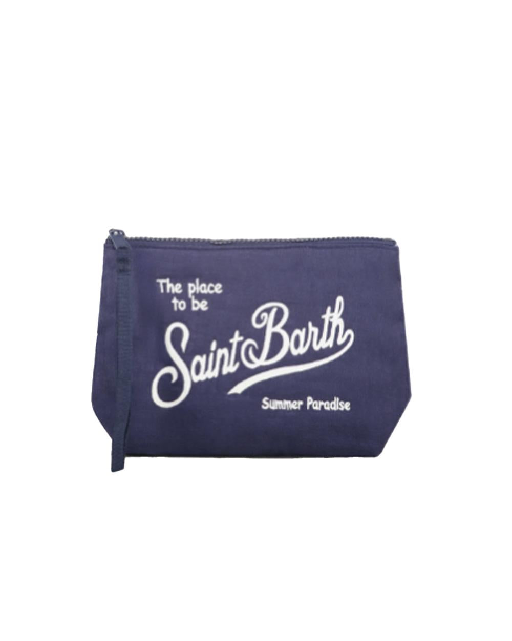 MC2 SAINT BARTH Pochette MC2 SAINT BARTH unisex Aline Linen ALI005101285L Blu logo zip conturino ALI005101285L 61 