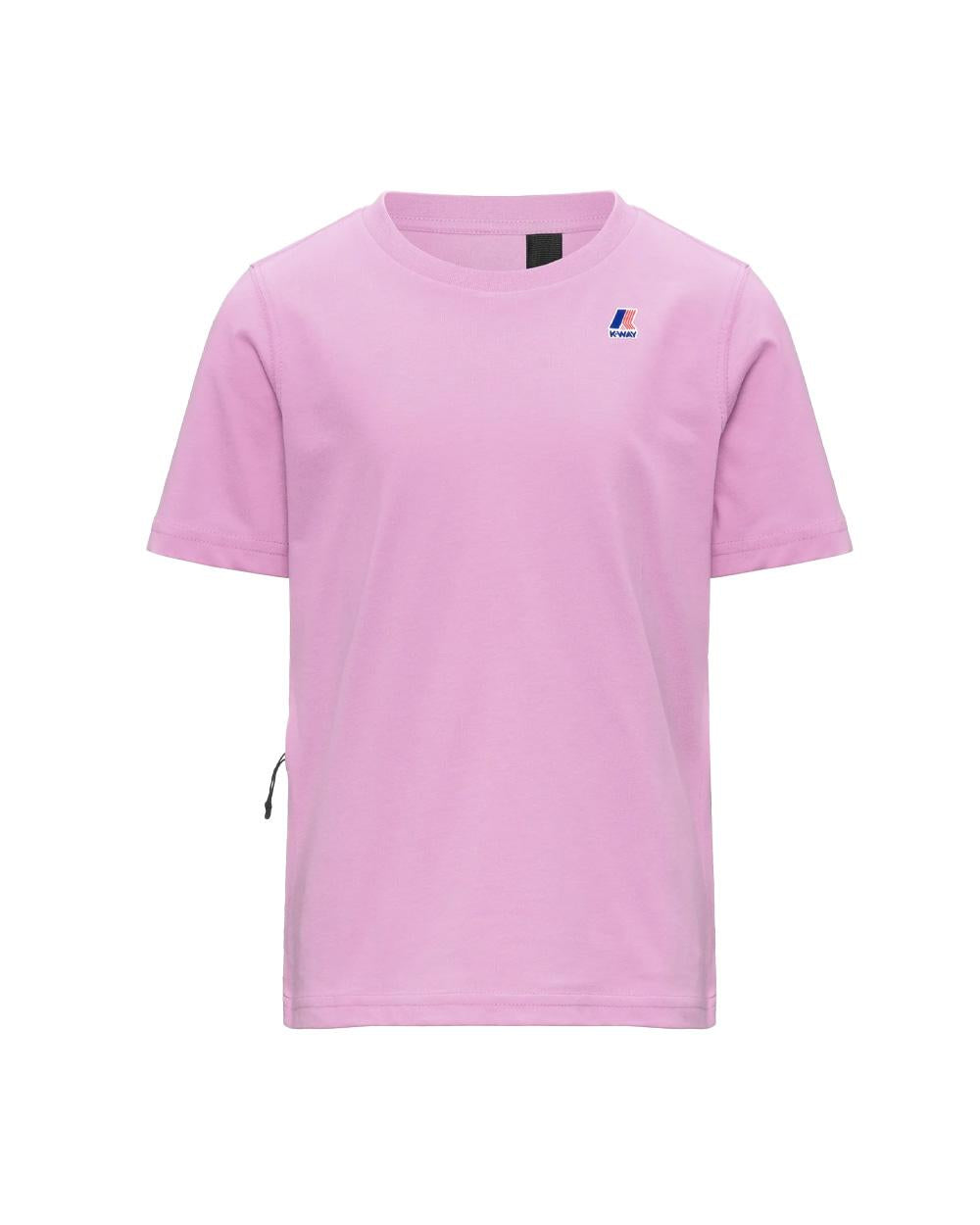 K-WAY T-shirt K-WAY bambino K7133YWR P. LEONIDE Glicine jersey cotone girocollo logo vestibilità regolare<BR/> K7133YWR V18 