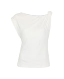 Pinko women's T-shirt 106373A35D Marlena white asymmetrical one-shoulder neckline