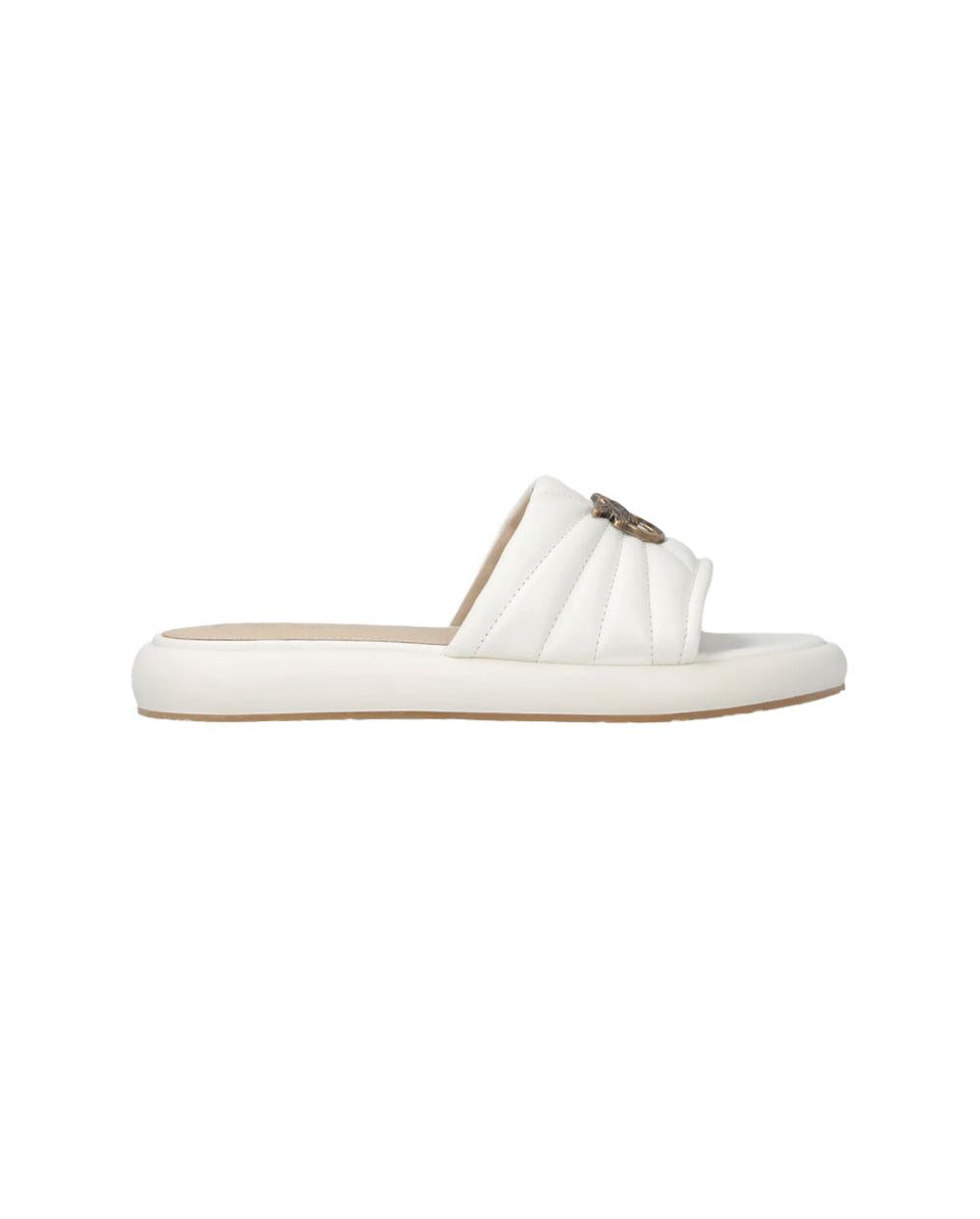 PINKO Ciabatta Pinko donna SD0525P003 Fiona bianca nappa trapuntata love birds SD0525P003 Z12 