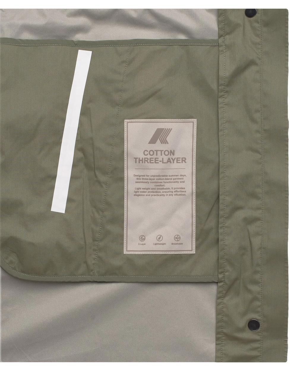 K-WAY Giubbino K-WAY donna K8143SW BARBREIN COTTON 3LAYERS AF Verde zip vita regolabile corda elastica tessuto tre strati K8143SW V15 