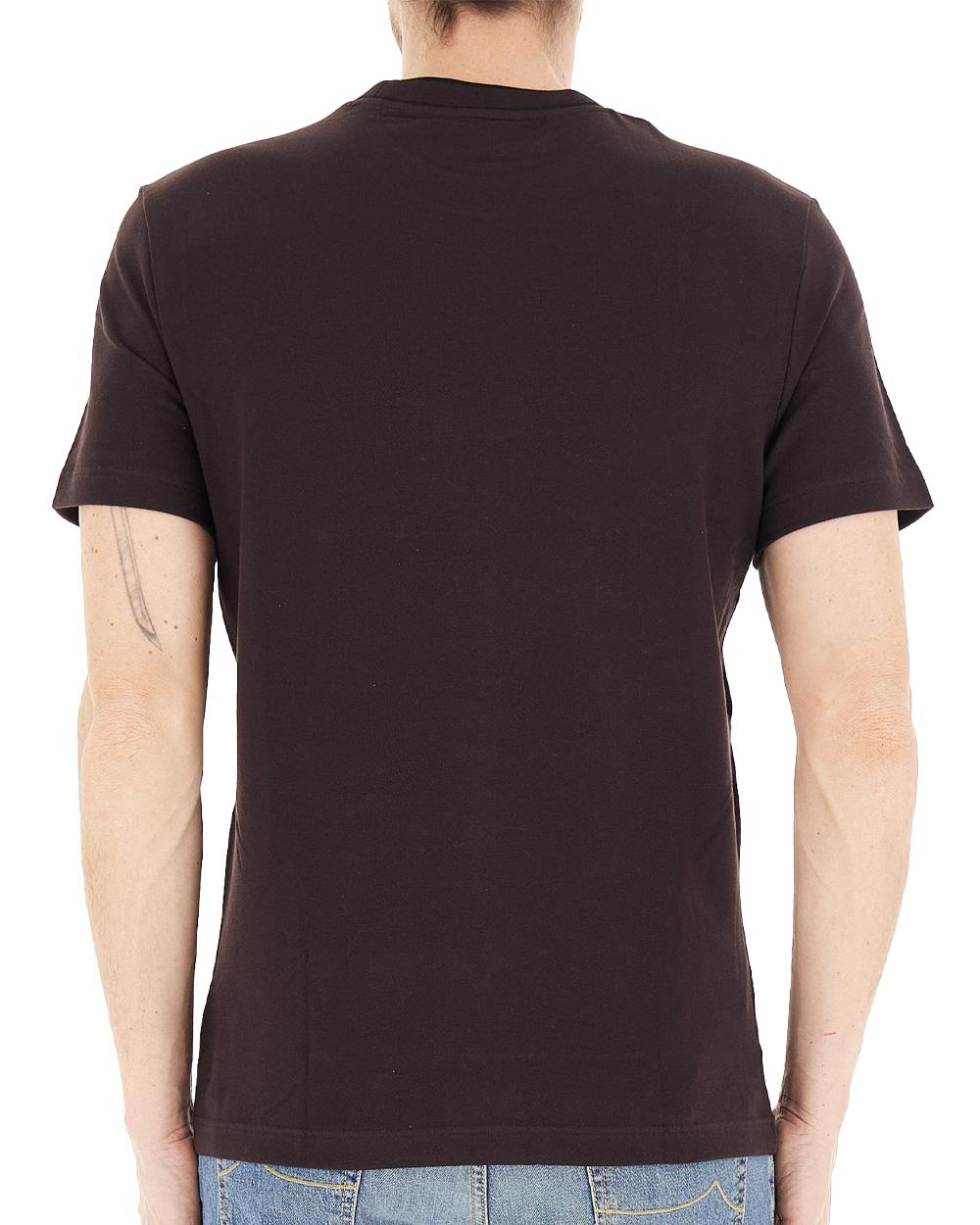 LACOSTE T-shirt LACOSTE uomo TH8174T Marrone cotone regular taglio dritto colletto costine righe coccodrillo TH8174T 3LA 