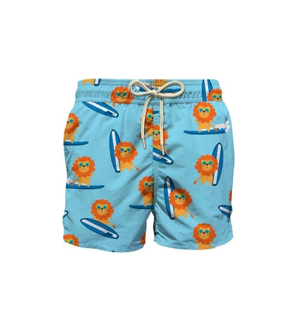 MC2 SAINT BARTH Costume bambino Jean Lighting MC2 Saint Barth 03073H Azzurro stampa a contrasto surfin leo laccetto JEANLIGHTIN03073H 31 