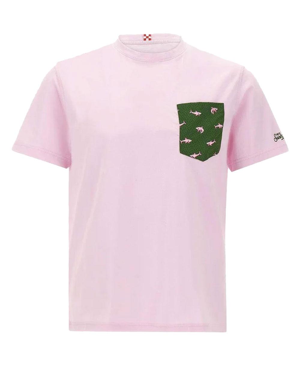 MC2 SAINT BARTH T-shirt Mc2 Saint Barth uomo Blanche Shark on shark rosa BLA000102197L 5221 