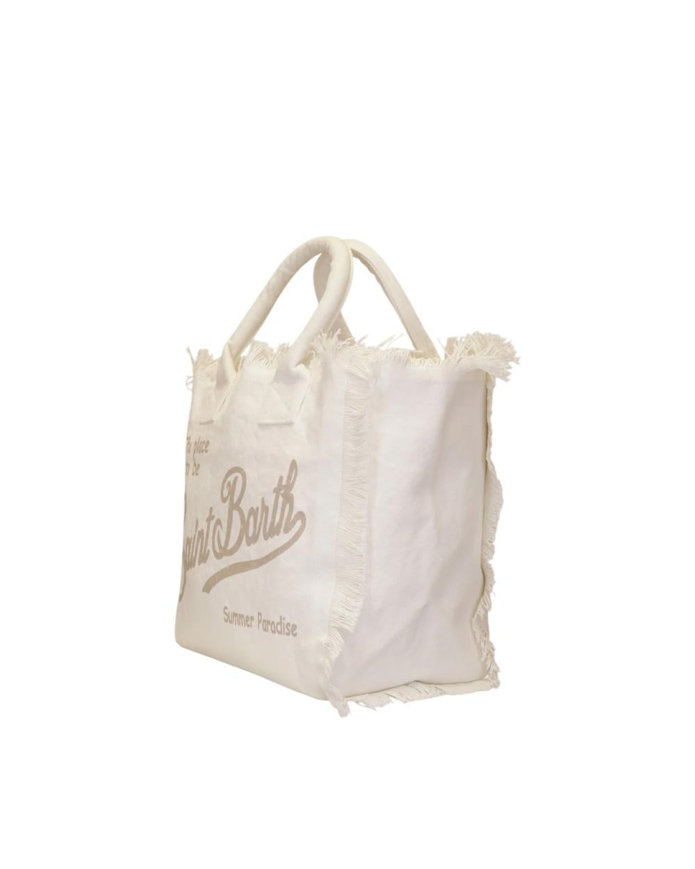 MC2 SAINT BARTH Borsa MC2 SAINT BARTH donna Vanity VANI00108246L Bianca cotone frange logo <BR/> VANI00108246L 1011 