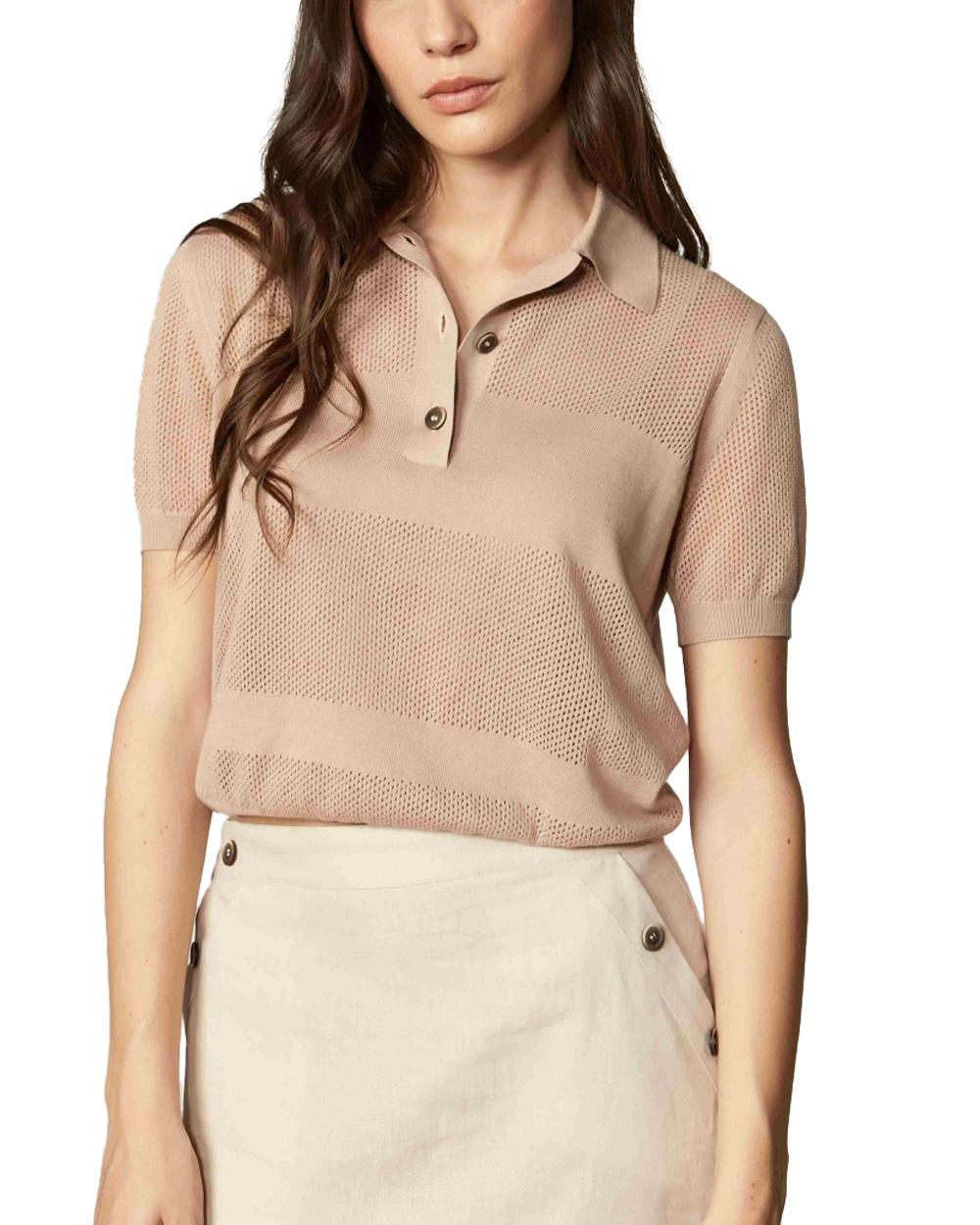 GRAN SASSO Polo GRAN SASSO donna 5727414074 Beige cotone traforata righe 5727414074 118 