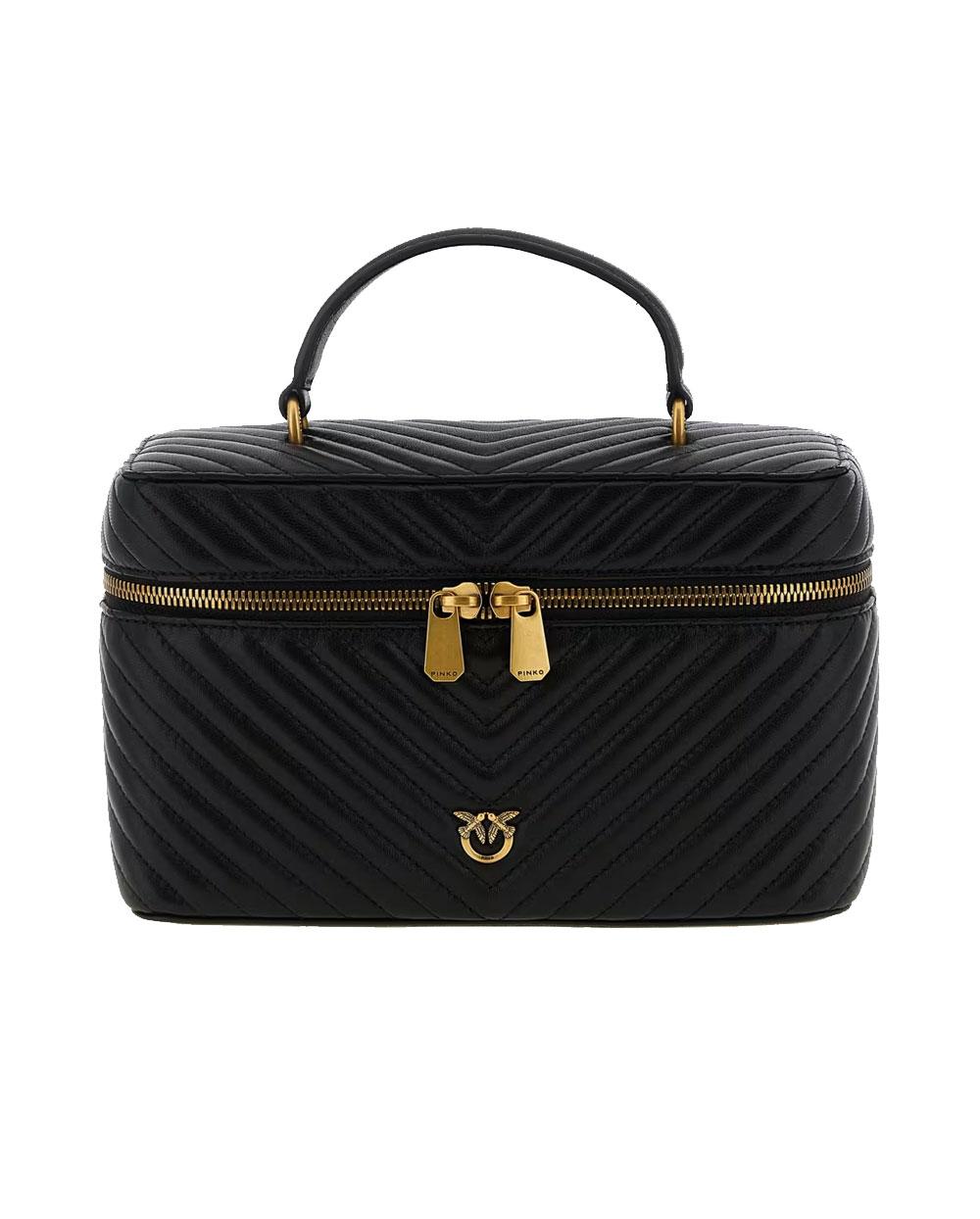 PINKO Beuty case Pinko donna 106348A0GK Vanity case nero tracolla medio nappa chevron 106348A0GK Z99Q 