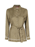 Camicia Studio donna 2616191011600 003 Tenuta in seta stampata Verde Kaki