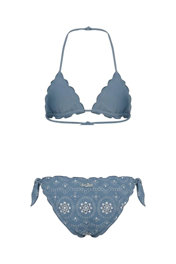 MC2 SAINT BARTH Costume MC2 SAINT BARTH bambina CRIS001 00020L3610 in tessuto sangallo Blu avio<BR/> CRIS00100020L 3610 