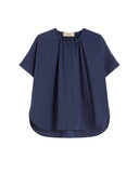 Women's WEEKEND shirt EDUCATA 2615111172600 Blue over poplin cotton crew neck short sleeves