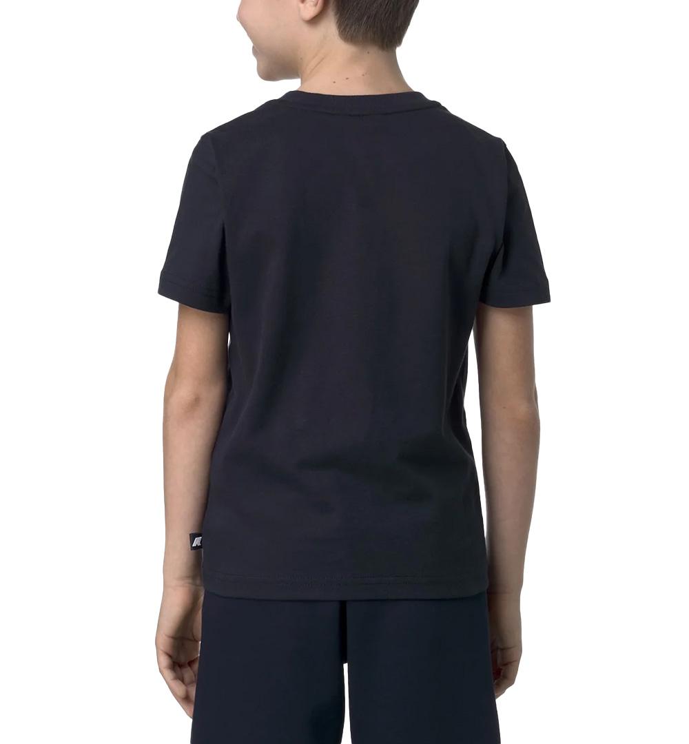 K-WAY T-shirt K-Way Odom Messy Letters bambino K5136XW Blu cotone collo a costina regolare stampa logo K5136XW K89 