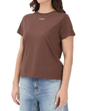 PINKO women's t-shirt 100373A34F Brown crew neck short sleeve cotton