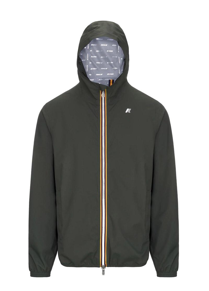 K-WAY Giubbino K-way uomo K5127QW WMR Jack stretch dot verde black torba logo cappuccio K5127QW WMR 