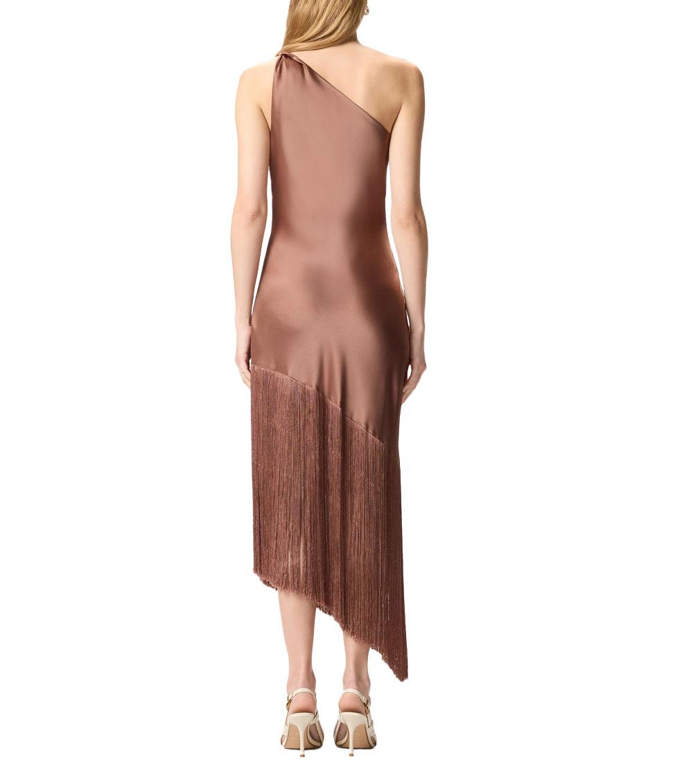 PINKO Abito donna Pinko 106352A33D Kiwi arancio corto monospalla satin frange 106352A33D L50 
