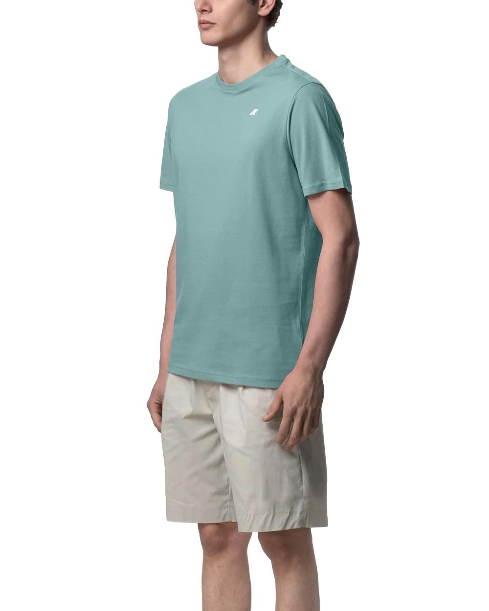 K-WAY T-shirt K-WAY uomo K7125UW ODOM JERSEY SLIM Menta logo silicone maniche corte cotone K7125UW WIC 