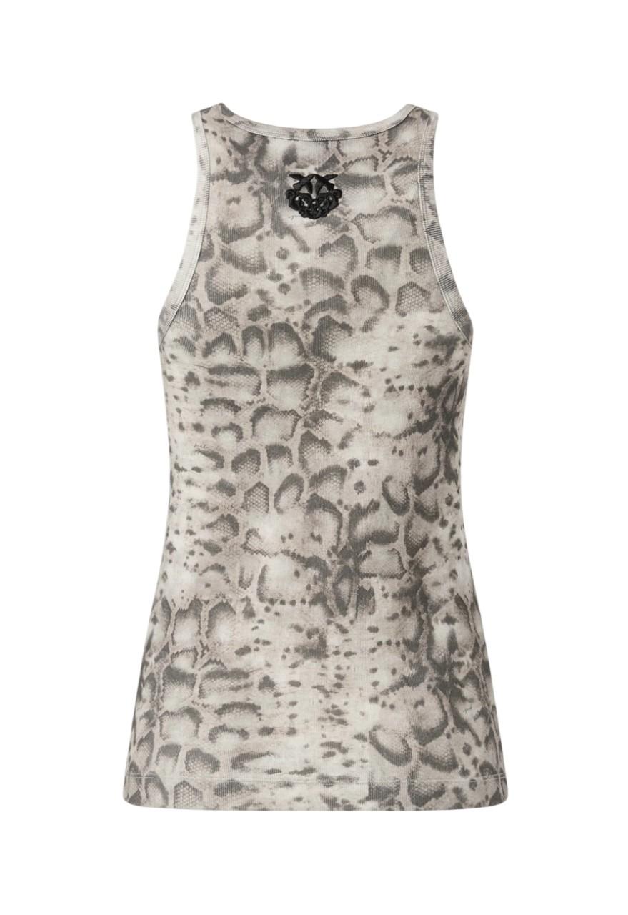 PINKO Canotta Pinko donna 106919A3DP CZ9 Belfiore con stampa animalier Multicolor Beige Nero<BR/> 106919A3DP CZ9 