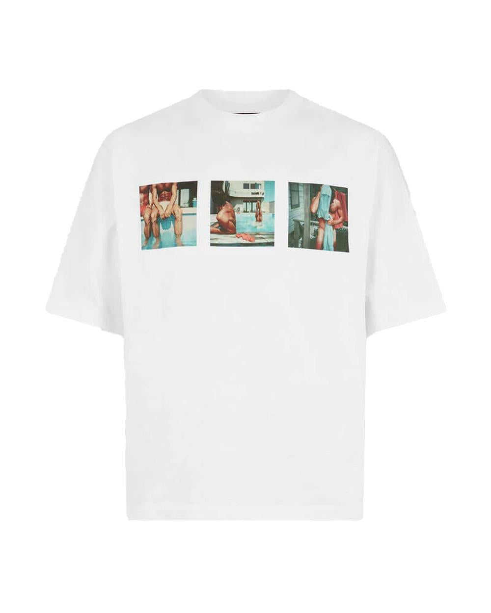 DSQUARED2 T-shirt DSQUARED2 uomo S74GD1550D20106 Bianca cotone loose girocollo stampa grafica logo S74GD1550D20106 100 