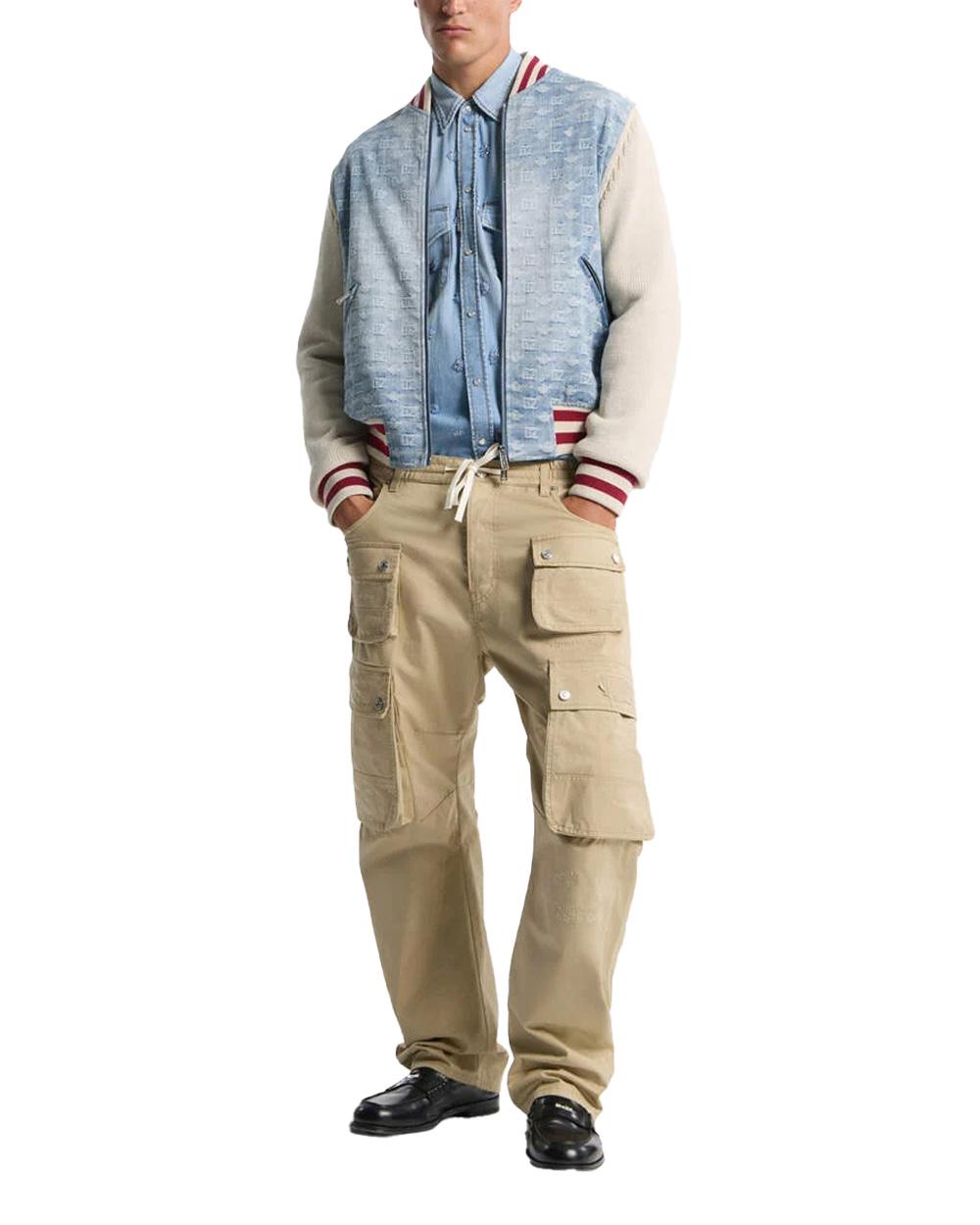 DSQUARED2 Bomber DSQUARED2 uomo Monogram S74HA1622D13191 Azzurro denim colletto zip doppio cursore S74HA1622D13191 961 