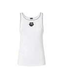 Pinko Women's Cami Top 106816A3AL Bitetto White Ribbed Love Birds