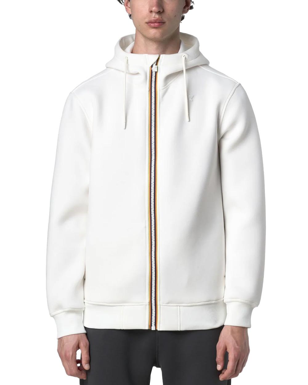 K-WAY Felpa K-WAY uomo RAINER SPACER K2141DW Bianca materiali tecnici scuba interlock spessorato  struttura spacer logo in silicone <BR/> K2141DW X42 