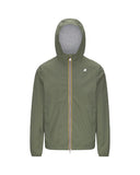 K-WAY men's jacket K3123UW JACK STRETCH NYLON JERSEY Green waterproof windproof hood zip