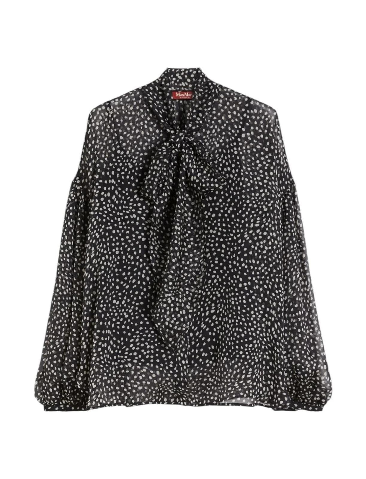 STUDIO Blusa Studio donna 2616261015600 002 Etere in chiffon a pois Nera<BR/> 2616261015600 002 