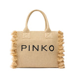 Borsa Pinko donna 106673A39Y HZ3Q Shopper Beach Media Rafia Beige
