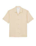 Camicia LACOSTE uomo CH2343 Beige cotone relaxed fit stampa righe coccodrilli