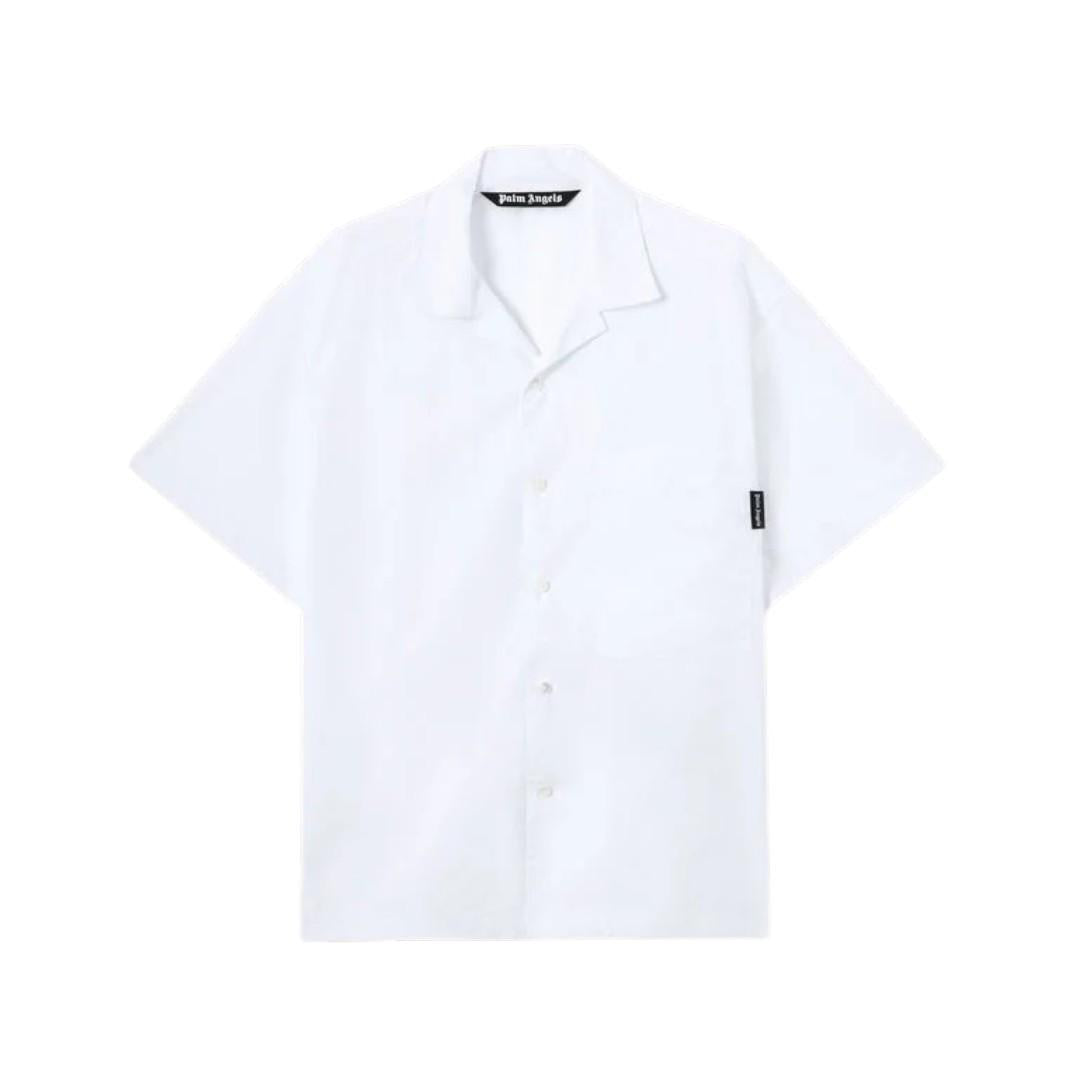 PALM ANGELS Camicia Palm Angels uomo PMGG00AS26FAB0010 310 Back Curved Logo Bowling Bianco<BR/> PMGG00AS26FAB001 0310 