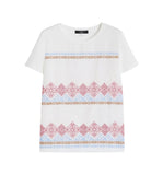 T-shirt Weekend donna 2615941072600 003 Genio lino ricamata stretch Bianco Rosso Azzurro