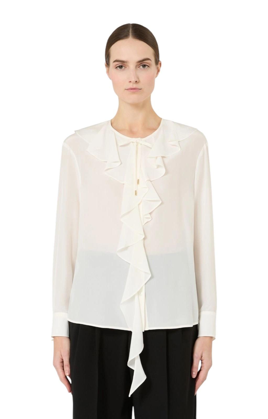 STUDIO Blusa Studio donna 2616111031600 049 Epica in seta con volant Panna<BR/> 2616111031600 049 